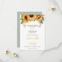 Elegant Script Solros Bröllop spara datum