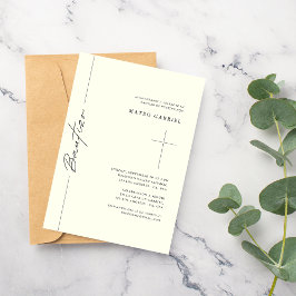Elegant Script Spain Baptism Ivory Bautizo Inbjudningar