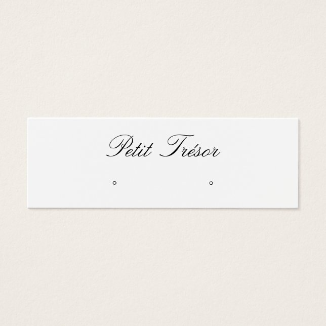 Elegant Script  Stud Earring Display Litet Visitkort (Framsidan)