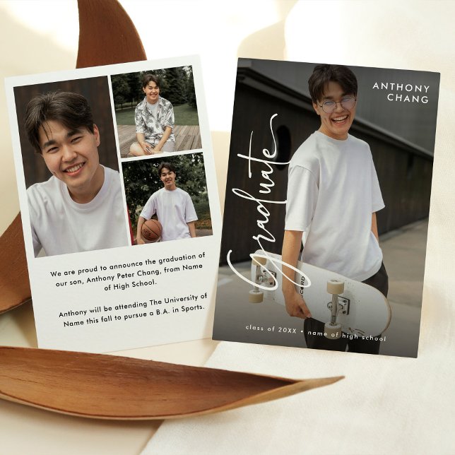 Elegant Script Student 4 Photo Collage Studenten Meddelande (Skapare uppladdad)