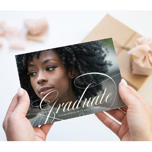 Elegant Script Student Photo Grad Party Inbjudningar