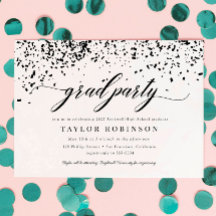 Elegant Script Svart Konfetti Examen Fest
