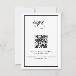 Elegant Script Svart och Bröllops QR-kod OSA Kort