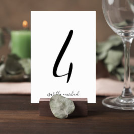 Elegant Script Table Number Sign with Couple Names Bordsnummer