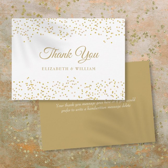 Elegant Script Tack Chic Guld damm konfetti (Elegant Script Chic Gold Dust Confetti Thank You Card)
