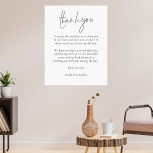 Elegant Script Tack-meddelande till Bröllop Guests Poster