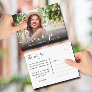 Elegant Script Tack Photo Studenten Vykort