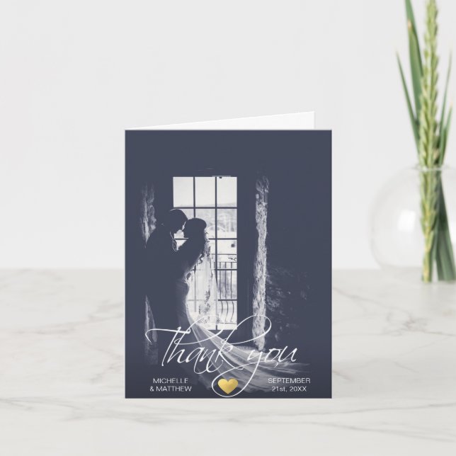 Elegant Script TACK VÄLMEDDELANDE bröllopskort | F Kort (Framsida)