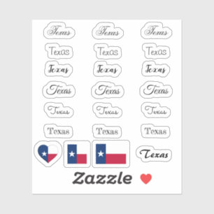 Elegant script Texas & Texas Flagga USA /namn Set Klistermärken