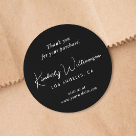 Elegant Script Thank You Black Runt Klistermärke