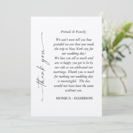 Elegant Script Thank You Card with Photo Tack Kort