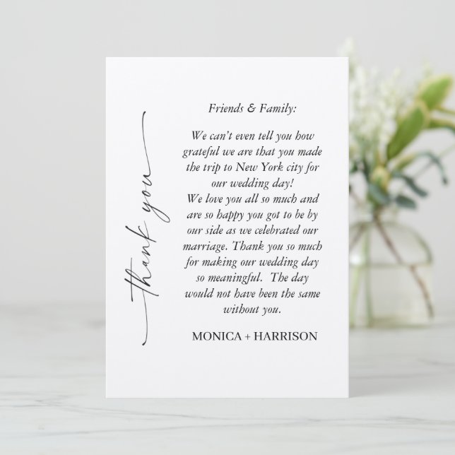 Elegant Script Thank You Card with Photo Tack Kort (Stående Fram)