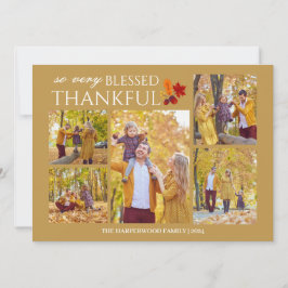 Elegant Script thanksgiving-familjens foto Collage Julkort