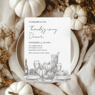 Elegant Script Thanksgiving Middag Inbjudningar