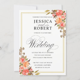 Elegant Script Touch of Blommigt Fall Wedding Inbjudningar