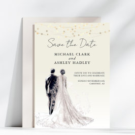 Elegant Script Traditional Bröllop Spara Datumet