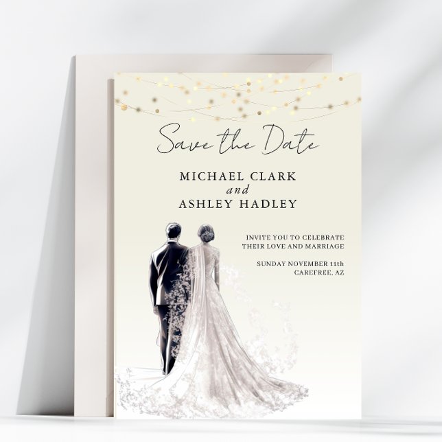 Elegant Script Traditional Bröllop Spara Datumet (Skapare uppladdad)