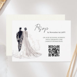 Elegant Script Traditionell Bröllops QR-kod OSA Kort