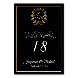 Elegant Script Typografi Black Guld Wand Bordsnummer
