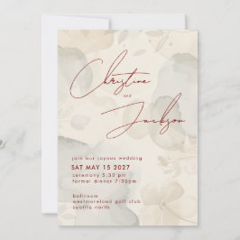 Elegant Script Typography Modern Cream Wedding Inbjudningar