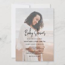 Elegant Script Typography Modern Photo Baby Shower