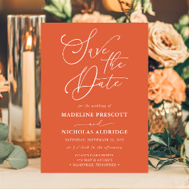 Elegant Script Verona Sunset-Orangen Spara datum Inbjudningar