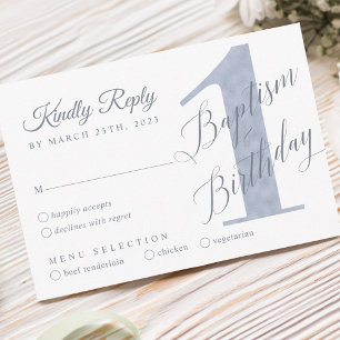 Elegant Script Violet Baby 1st Birthday Baptism OSA Kort