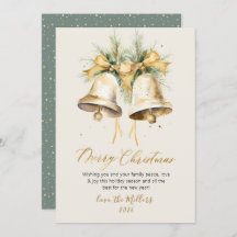 Elegant Script Watercolor Christmas Bells