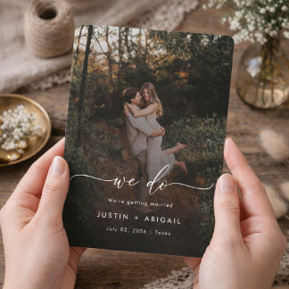 Elegant Script We Do Rustic Boho Photo Wedding Spara Datumet