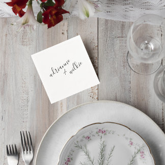 Elegant Script Wedding Cocktail Napkins Pappersservett