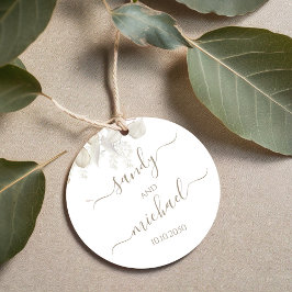 Elegant Script Wedding Favor Sage Greenery Gåvor Etiketter