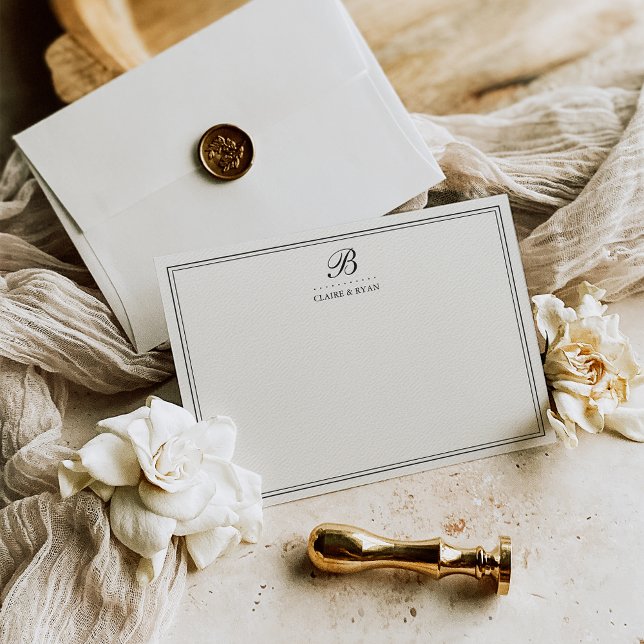 Elegant Script Wedding Monogram Stationery Cards Inbjudningar (Skapare uppladdad)