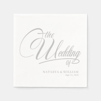 Elegant Script Wedding Napkins with Names Pappersservett