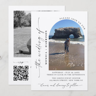 Elegant Script Wedding QR Code Invitation Inbjudningar