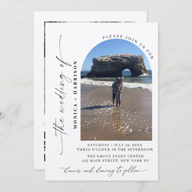 Elegant Script Wedding QR Code Invitation Inbjudningar (Fram/baksida)