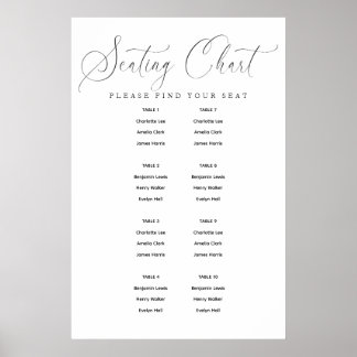 Elegant Script Wedding Seating Chart Sign  Poster