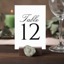 Elegant Script Wedding Table Number Card