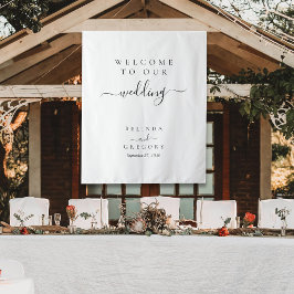 Elegant Script Welcome To Our Wedding Fabric Sign 