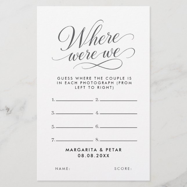 Elegant Script Where Were We Game Flyer (Framsidan)