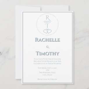 Elegant Script White Grått Editable Bröllop Inbjudningar