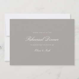 Elegant Script White & Grått Rehearsal Dinner Card Tack Kort