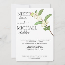 Elegant Script White Lotus Flower Buds Bröllop Inbjudningar