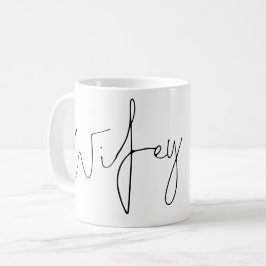 Elegant Script Wifey Bride Namn Black White Kaffemugg