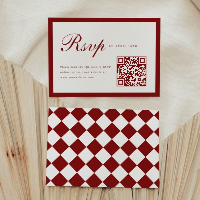 Elegant Script Wine Red QR Code Graduation Party OSA Kort (Skapare uppladdad)