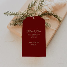 Elegant Script Wine Red Wedding Favor Thank You Presentetikett