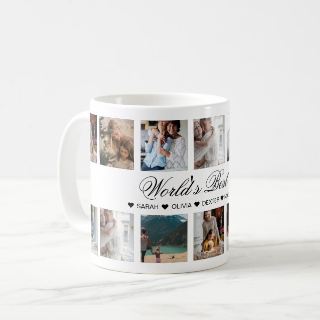 Elegant Script World's Best Mamma Photo Collage Kaffemugg (Framsida vänster)