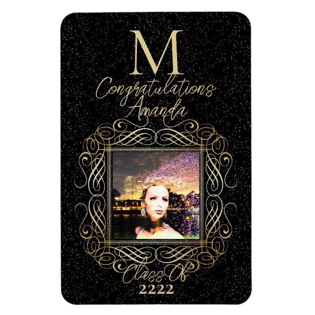 Elegant Scroll + Gold Dots Congratulation Class of Magnet (Vertikal)