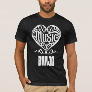 Elegant Scrolled Heart för Banjo Älskare T Shirt