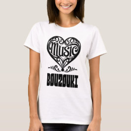 Elegant Scrolled Heart för Bouzouki Älskare T Shirt