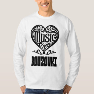 Elegant Scrolled Heart för Bouzouki Älskare T Shirt